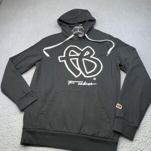 Fubu Hoodie Mens Small Black FB‎ Logo Pullover Sweatshirt Streetwear Graphic